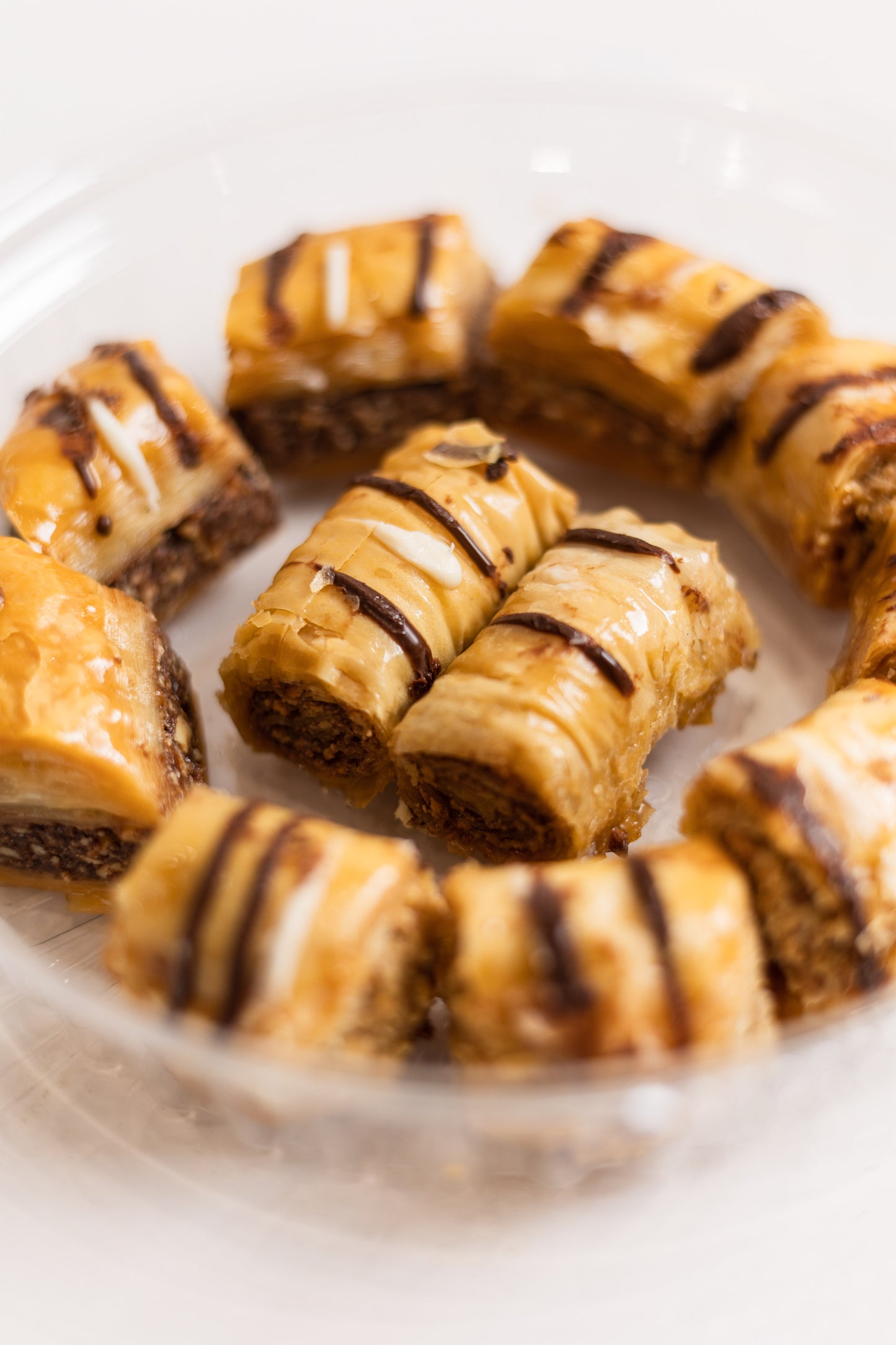 Baklawa with stuffed and drizzled chocolate