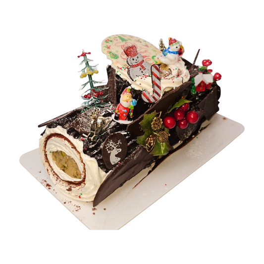 Chocolate Ganache & Pistachio Kataifi Christmas cake (Bûche de Noël)